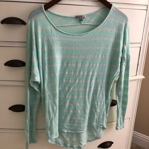 Charlotte Russe Mint/Cream Semi-Sheer Top